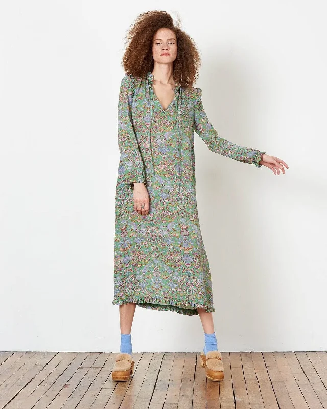 Tapestry Silk Ruffle Printed Dress Beach unclassified dresses