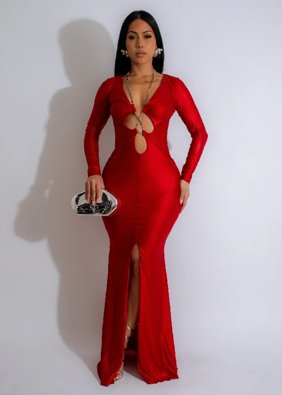 Scarlet Mirage Mesh Maxi Dress Red Backless unclassified dresses