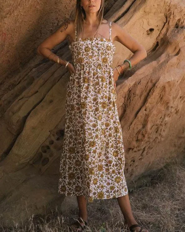 "Cotton Syd Dress in Marigold" Beaded unclassified dresses