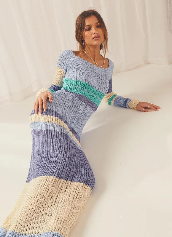 Love Ride Crochet Maxi Dress - Ocean Stripe