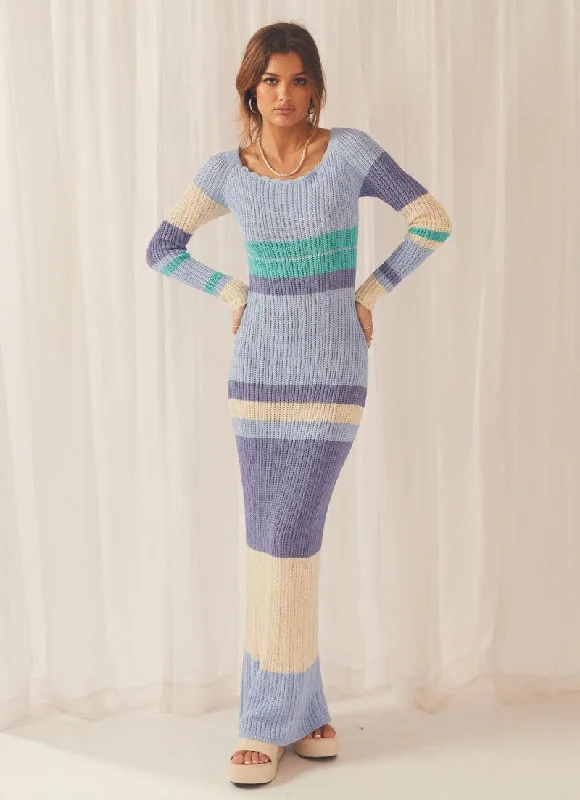 Love Ride Crochet Maxi Dress - Ocean Stripe