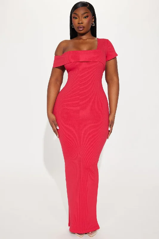 Skye Snatched Maxi Dress - Raspberry