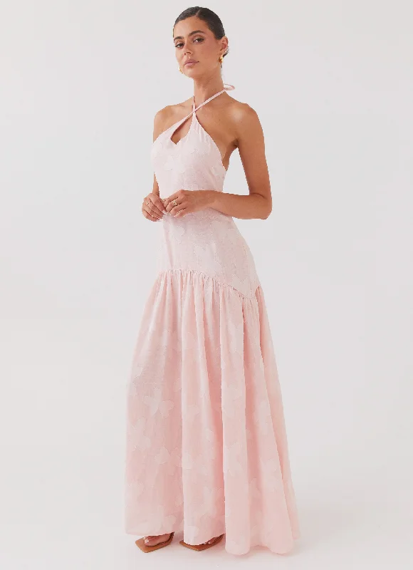 Blushed Cross Neckline Maxi Dress - Pink Petal