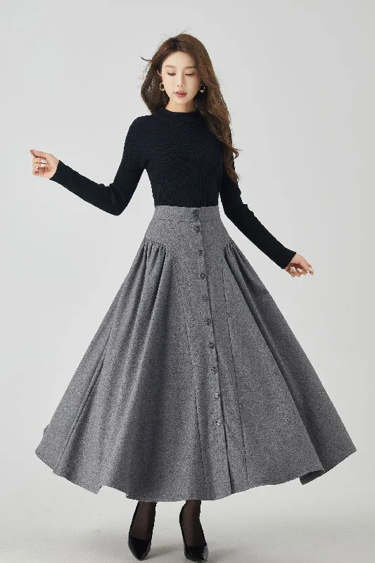 Button down gray maxi wool skirt 4526 - Size XS US2 #CK2300997