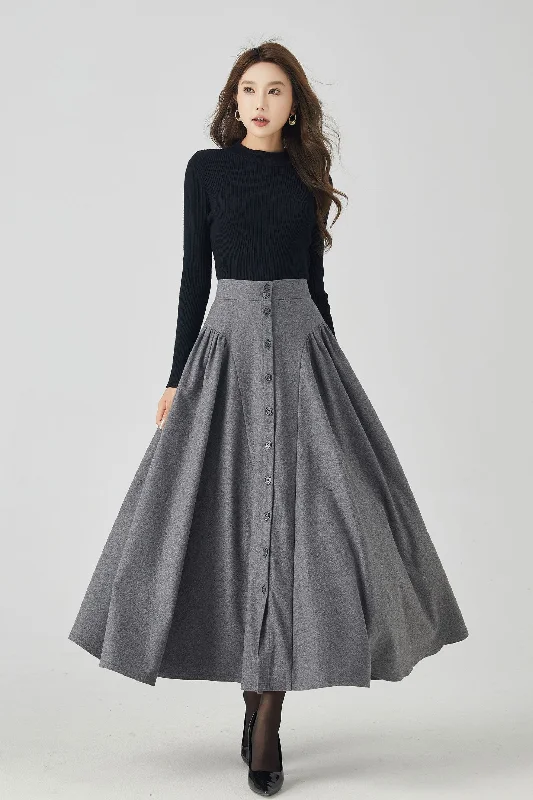 Button down gray maxi wool skirt 4526 - Size XS US2 #CK2300997