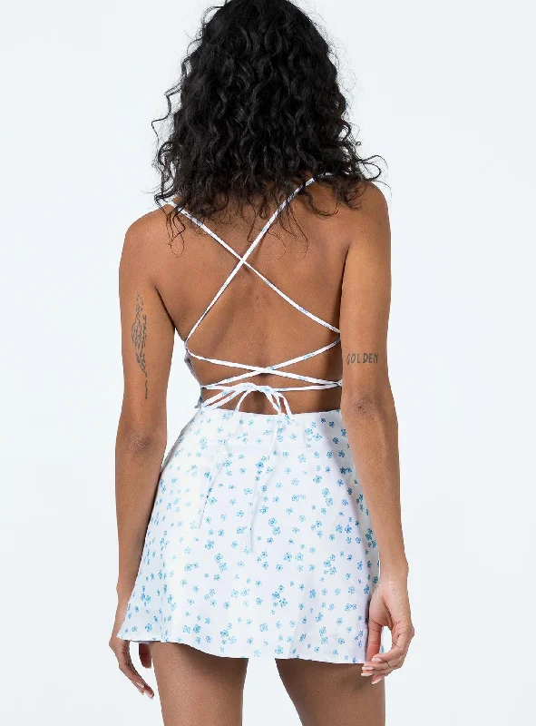 Celena Mini Dress White / Blue