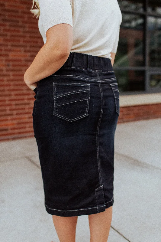 All Day Every Day Denim Skirt in  Vintage Wash PLUS SIZE