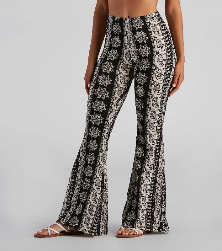 Elephant Print Bohemian Flare Pants