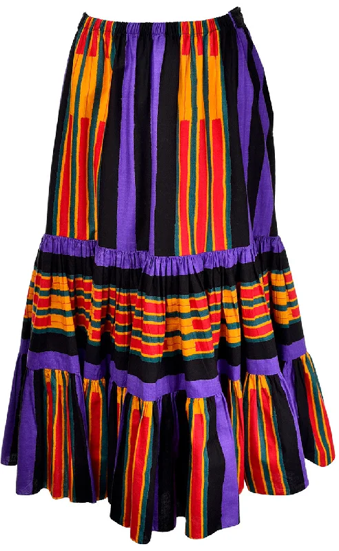 Emanuel Ungaro Nan Duskin Vintage Striped Skirt Peasant Ruffles