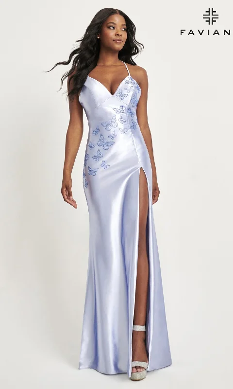 Faviana Bead-Butterfly Long Satin Prom Dress 11053