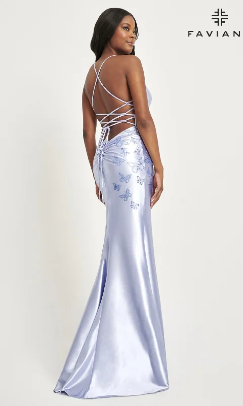 Faviana Bead-Butterfly Long Satin Prom Dress 11053