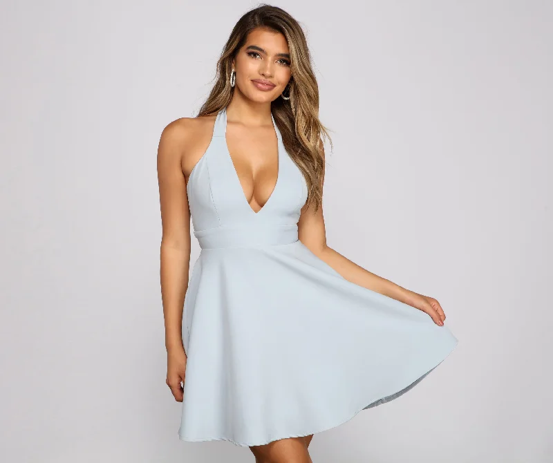 Flirty And Flowy Halter Skater Dress