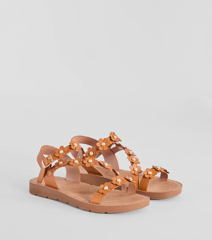 Floral Cutie Strappy Faux Leather Sandals