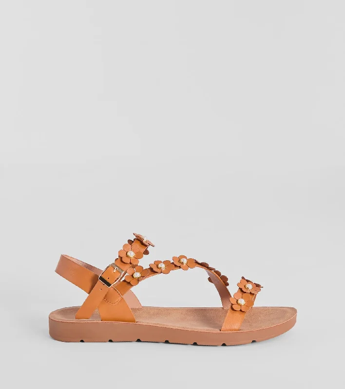 Floral Cutie Strappy Faux Leather Sandals