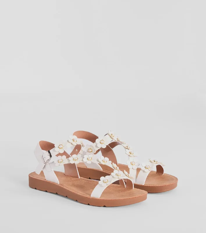 Floral Cutie Strappy Faux Leather Sandals