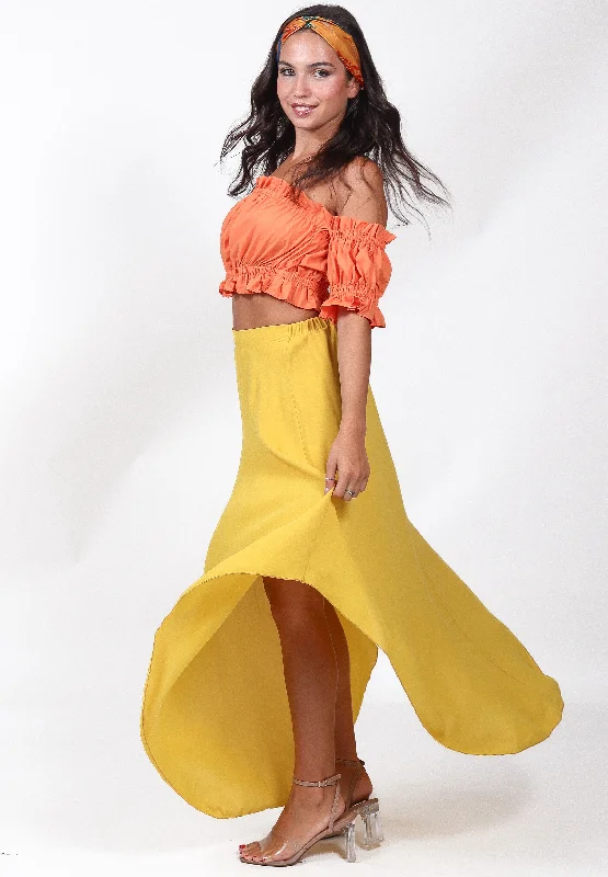 High Low Maxi Skirt in Mustard | Angel