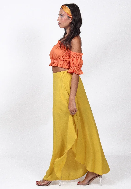 High Low Maxi Skirt in Mustard | Angel