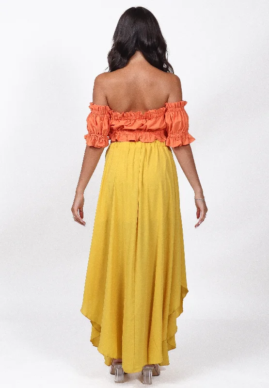 High Low Maxi Skirt in Mustard | Angel