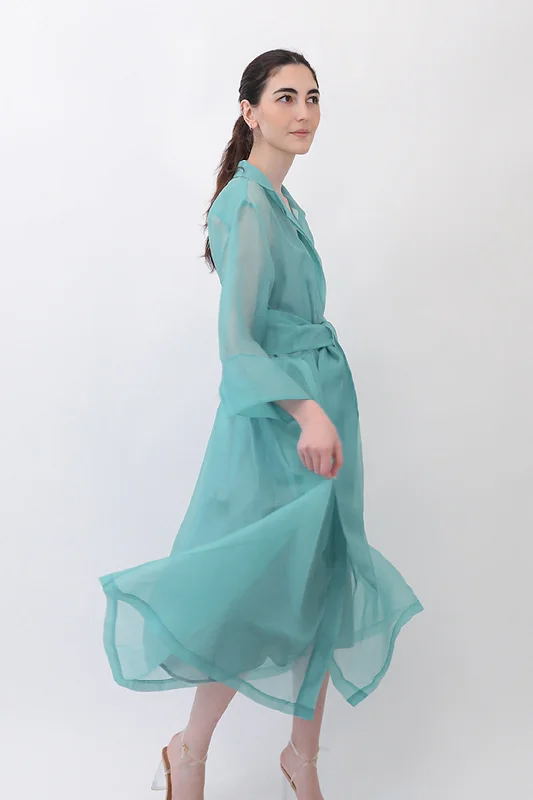 GABRIELLE DRESS IN SILK ORGANZA AQUAMARINE