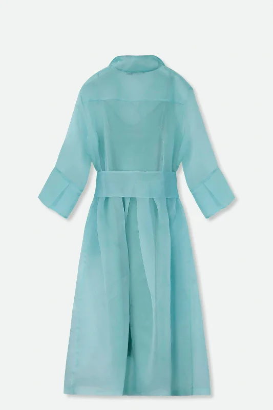 GABRIELLE DRESS IN SILK ORGANZA AQUAMARINE