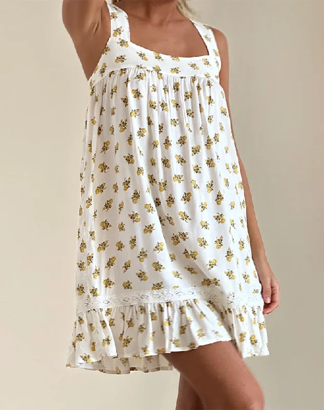 Karina Dress in Funshine Floral Off White