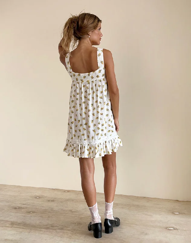 Karina Dress in Funshine Floral Off White