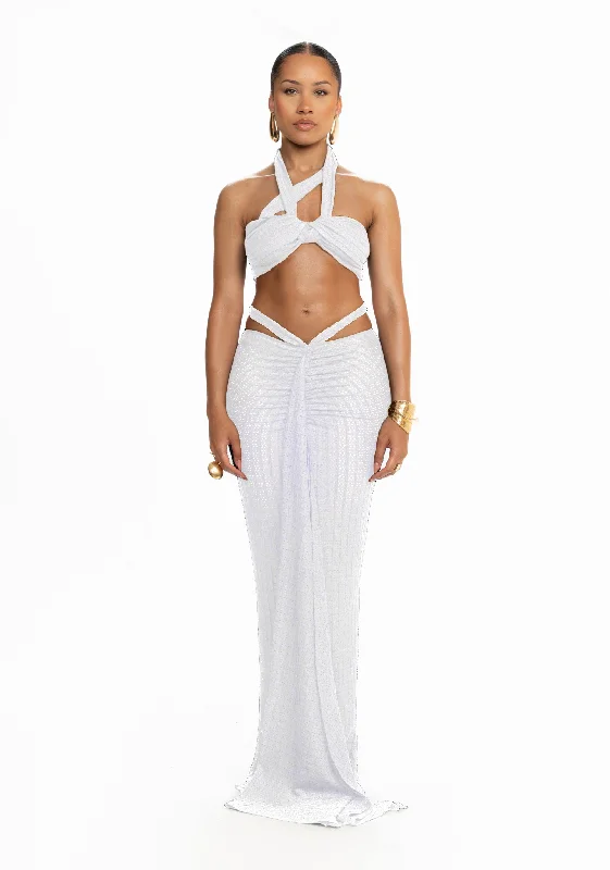 PRE ORDER Kesh Knit Maxi Skirt - Yatch White