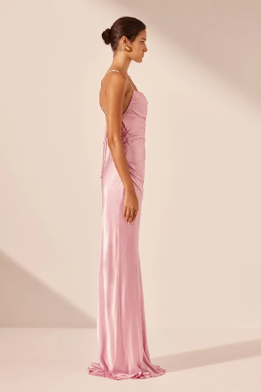 LA LUNE LACE BACK MAXI DRESS - PEONY