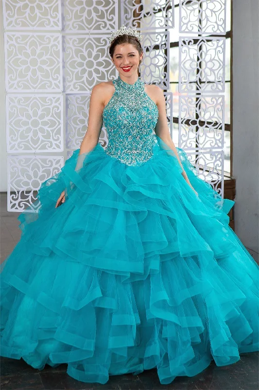 Layered High Neck Quinceanera Dress by Calla KY75178X