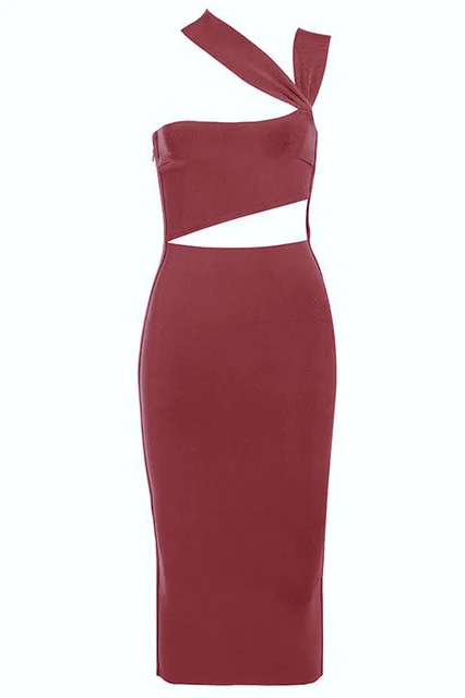 Molly Bandage Midi Dress - Red Wine