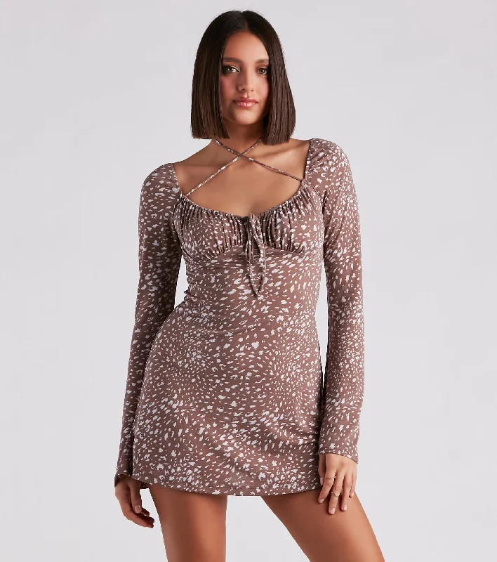 Prowlin' Cutie Leopard Crepe A-Line Dress