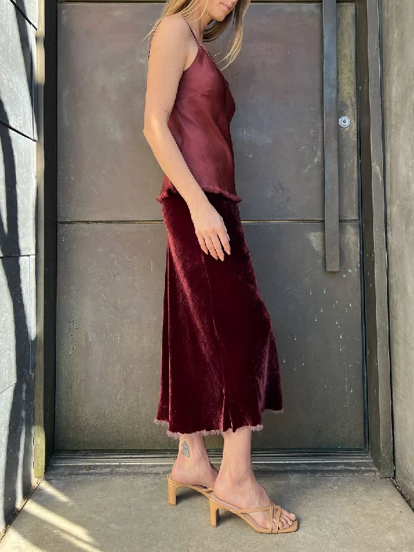 Riley Skirt in Velvet - Mahogany