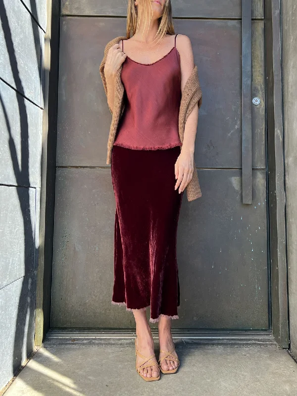 Riley Skirt in Velvet - Mahogany