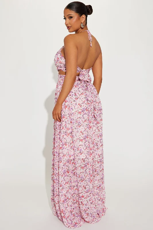 Shantel Chiffon Floral Maxi Dress - Pink/combo