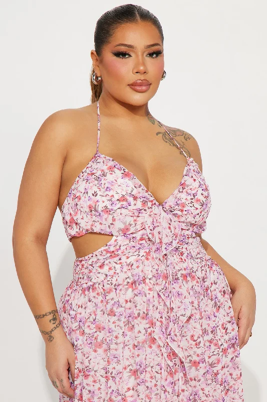 Shantel Chiffon Floral Maxi Dress - Pink/combo