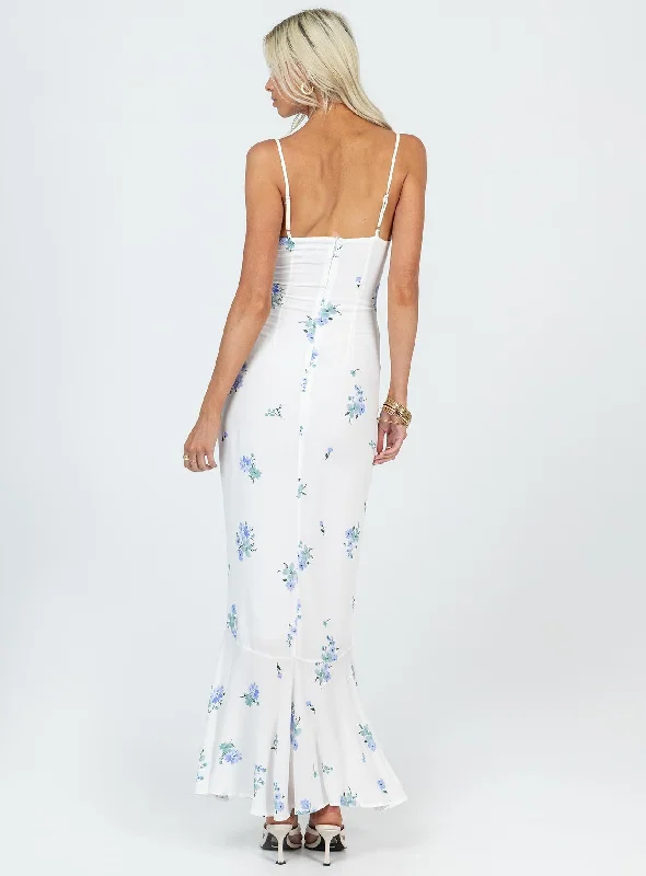 Sing Along Maxi Dress White / Blue Tall