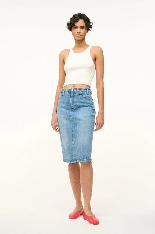 STAUD + WRANGLER THE PENCIL SKIRT | MID BLUE