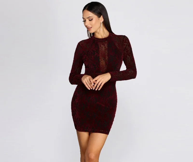 Velvet Allure Mock Neck Mini Dress