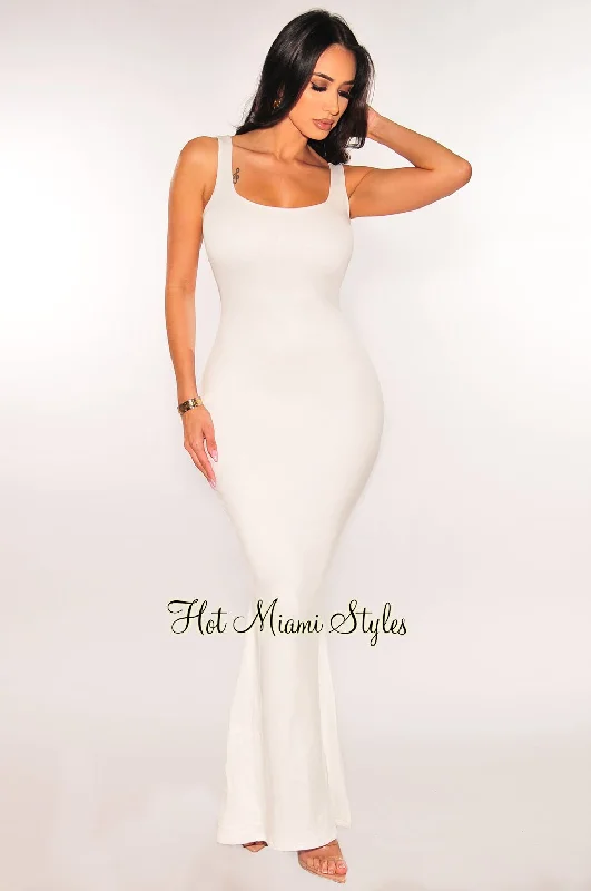 White Sleeveless Cut Out Back Maxi Dress