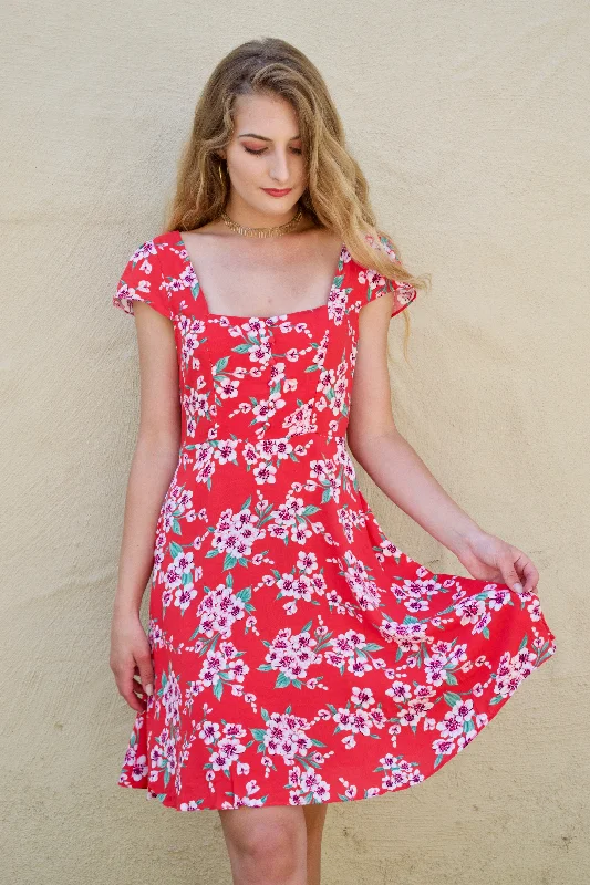 Aakaa Red Flower Dress