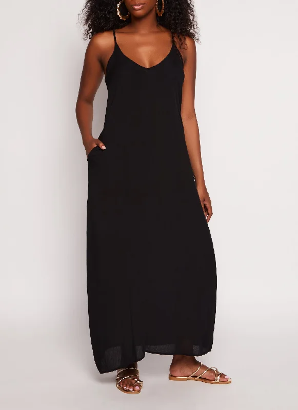 Gauze Knit V Neck Cami Maxi Dress