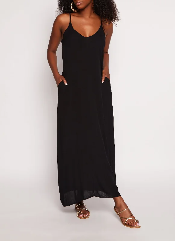 Gauze Knit V Neck Cami Maxi Dress