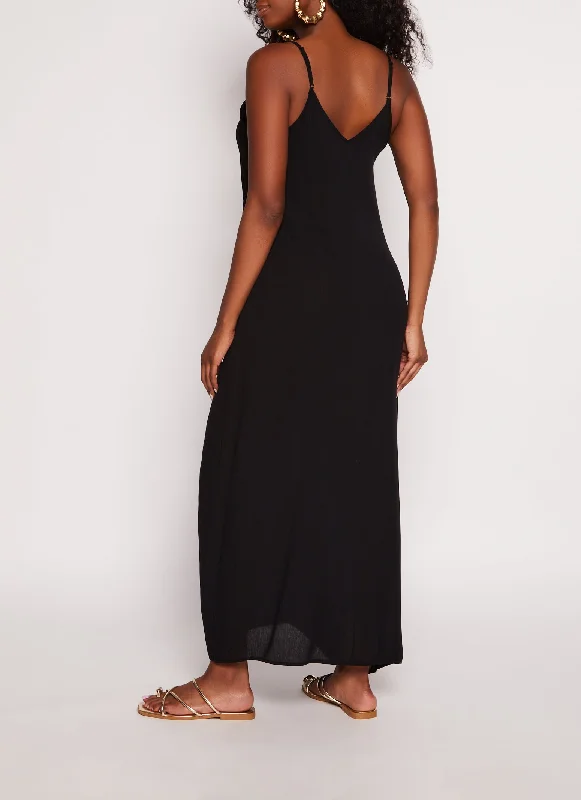 Gauze Knit V Neck Cami Maxi Dress