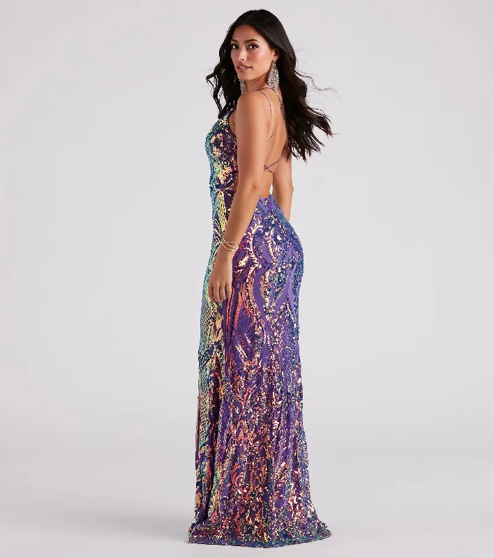 Camren Formal Sequin Strappy Mermaid Dress