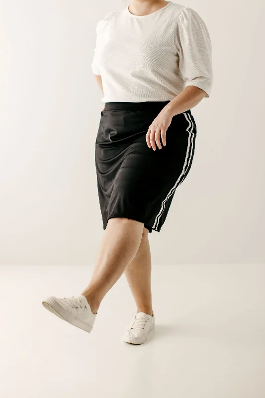 Plus Modest Athletic Knee Length Skort with Stripe FINAL SALE