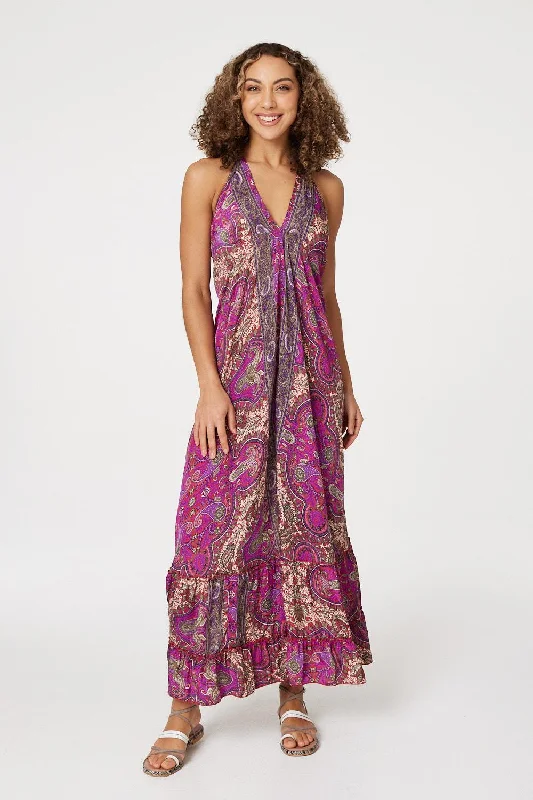 Paisley Halter Neck Maxi Dress