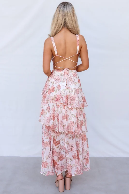 Elleny Maxi Dress - Peach Floral