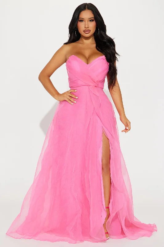 Evelyn Taffeta Gown - Hot Pink