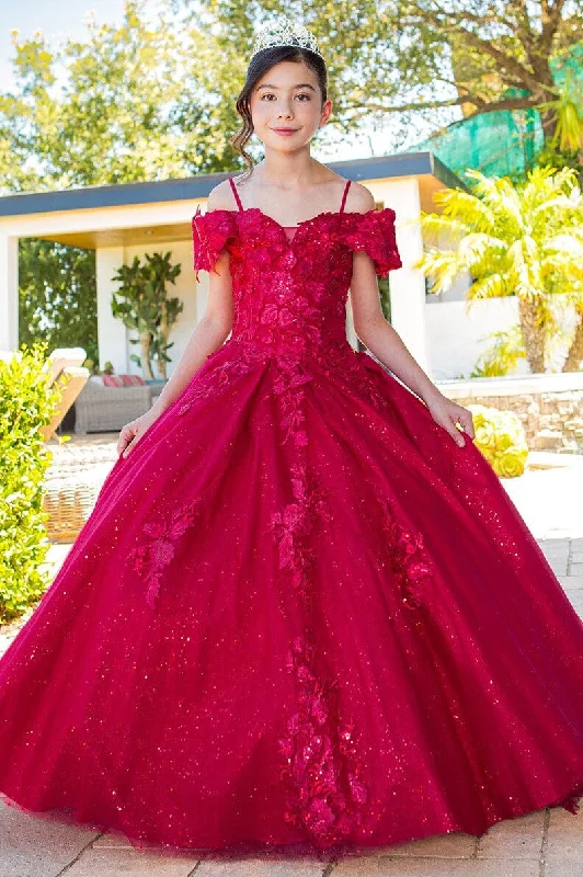 Girls Applique Off Shoulder Gown by Cinderella Couture 8045