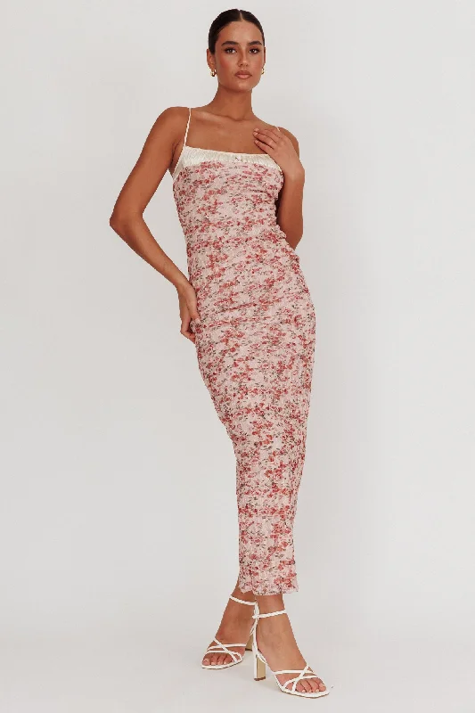 I'm Blushing Floral Lace Maxi Dress Rose